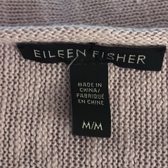 Eileen Fisher Organic Linen Cotton Slub Round Neck Top M L Lavender Purple Shirt - Picture 7 of 9